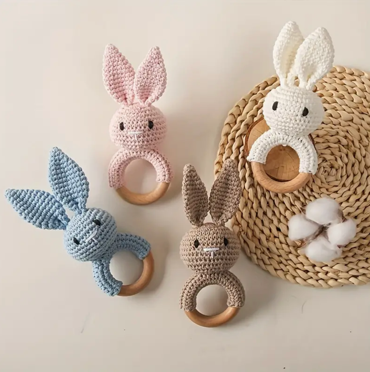 Crochet Baby Bunny Rattle in Brown – Petite Lumiere