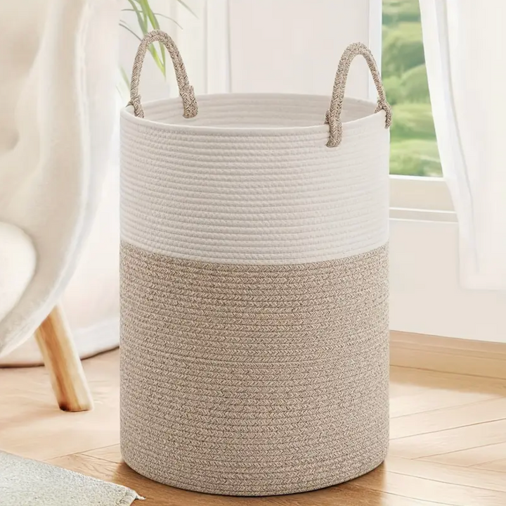 Large Handwoven Neutral Rope Nursery Storage Basket Petite Lumiere