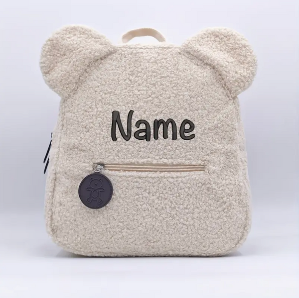 Personalised Name Boucle Teddy Bear Children's Backpack