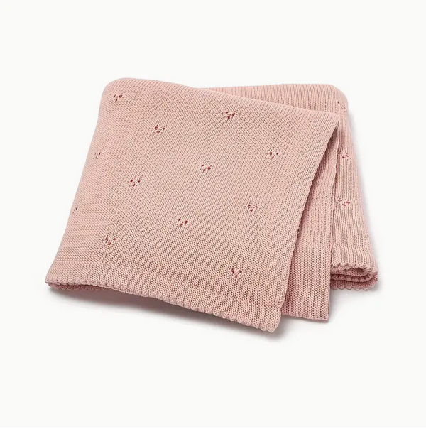 Dusky Pink Fine Knit Baby Blanket