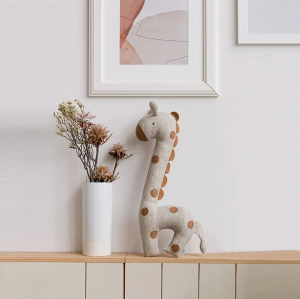 Large Linen Stuffed Giraffe Toy