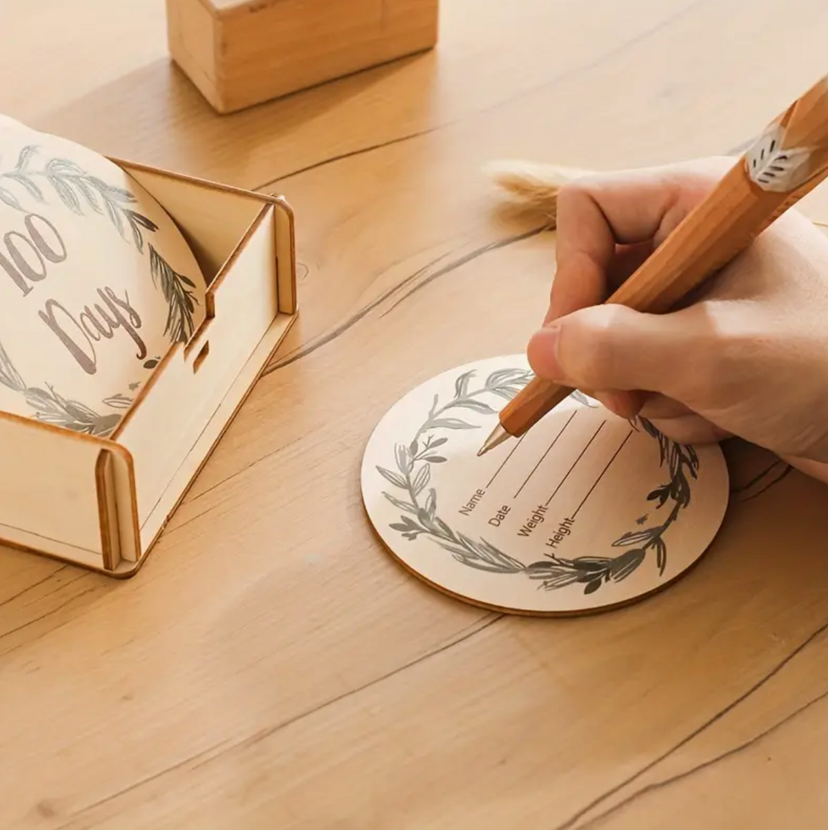 Personalised wooden milestone cards for newborn