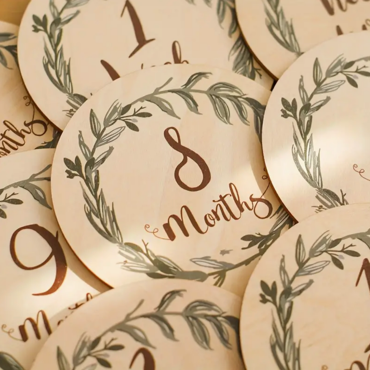 8 months wooden milestone cards