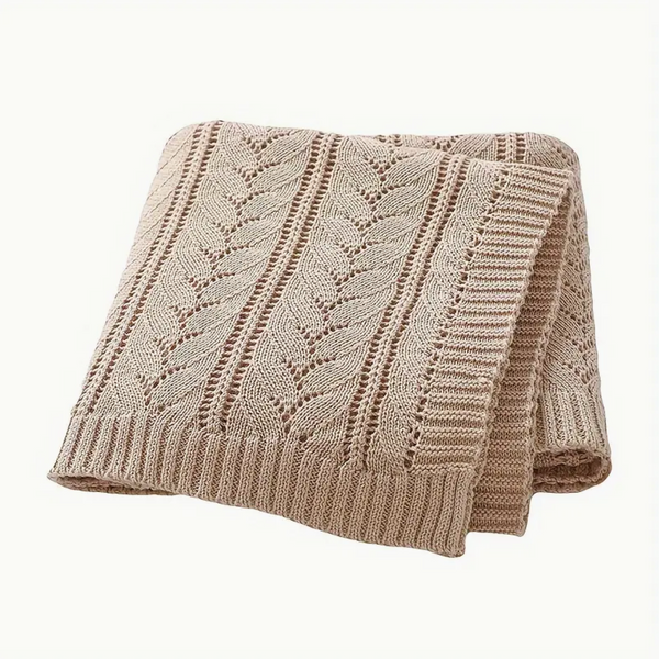 Luxury Fine Knit Argyle Patterned Baby Blanket in Camel