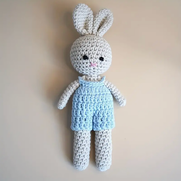 Crochet Boy Baby Bunny Stuffed Baby Comforter