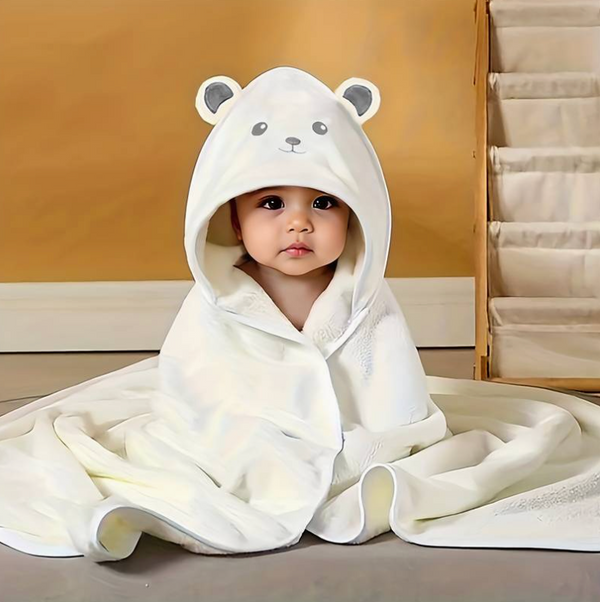 Polar Bear Baby Towel in White