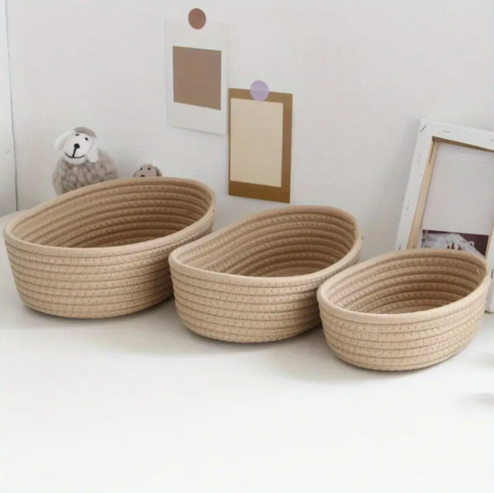 Set of 3 Woven Nursery Accessory Storage Baskets by Petite Lumiere